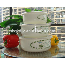 enamel metal antique ice bowl with coating high quality plastic cover